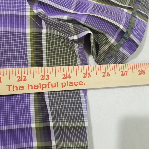 Robert Graham Shirt Mens 2XL XXL Button Down Purple Gray Short Sleeve Casual - Picture 10 of 12